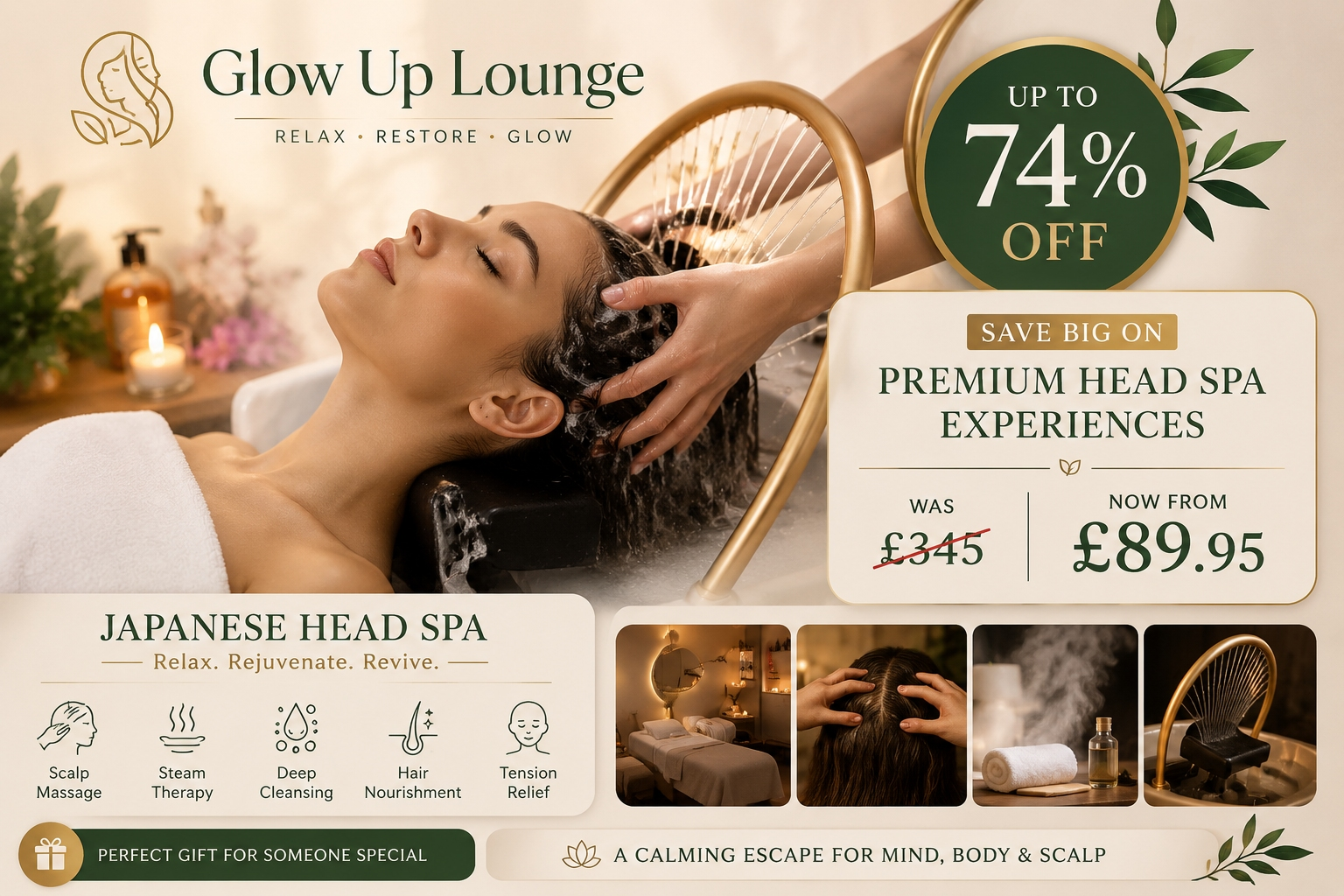 Relaxing Head Spa Experiences at Glow Up Lounge – Up to 74% Off