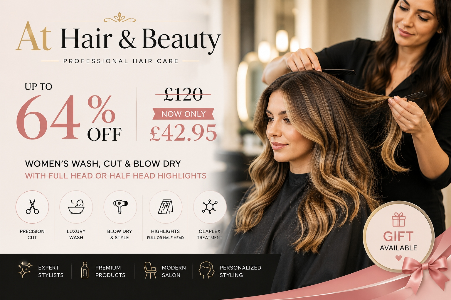 Up to 64% Off Women's Haircut, Wash, Cut & Blow Dry Services at At Hair & Beauty