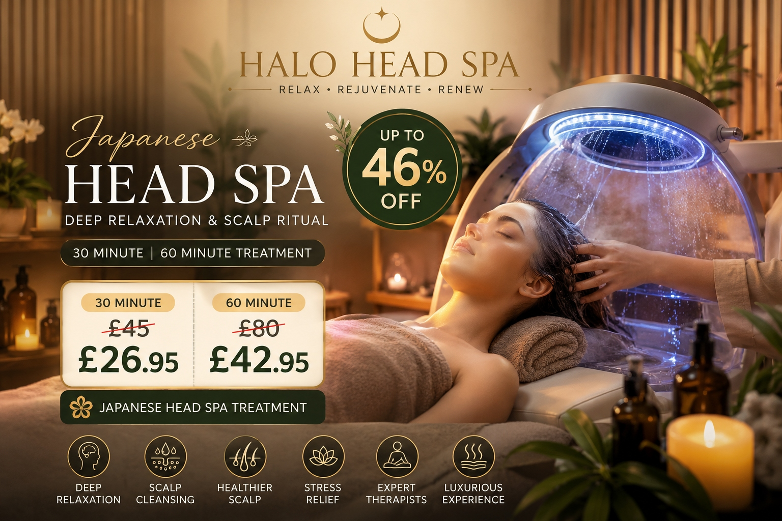 30 or 60 Minute Japanese Head Spa Deep Relaxation and Scalp Ritual Up to 46 Off