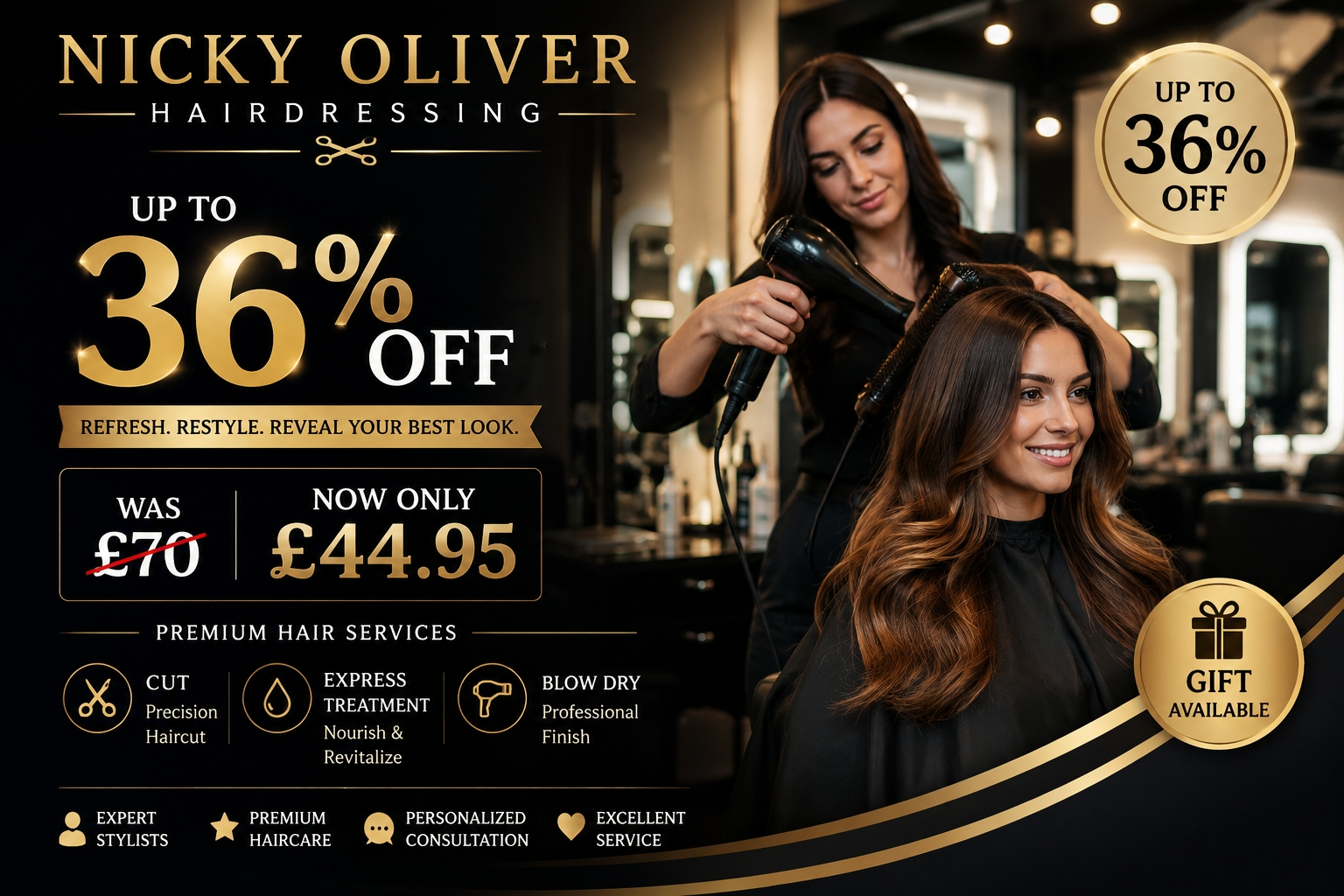 Up to 36% Off Blow Dry, Express Treatment & Haircut at Nicky Oliver Hairdressing