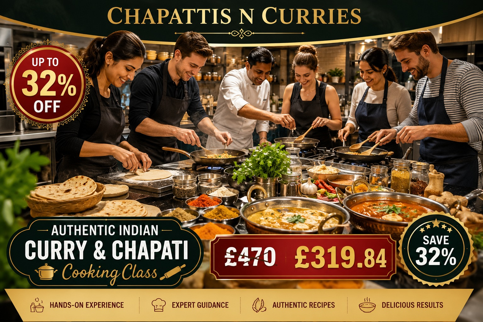 Authentic Indian Curry & Chapati Cooking Class – 3 Hour Hands On Experience Up to 32% Off