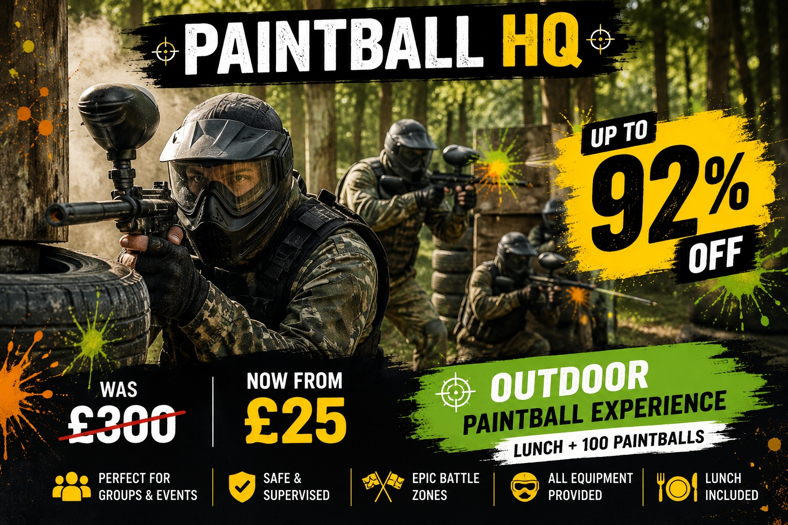 Experience an Epic Paintball Day with Lunch and 100 Paintballs – Up to 92% Off