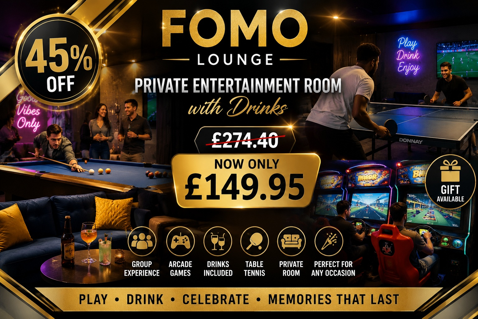 Entertainment Room with Drinks for Up to 30 People – Up to 45% Off