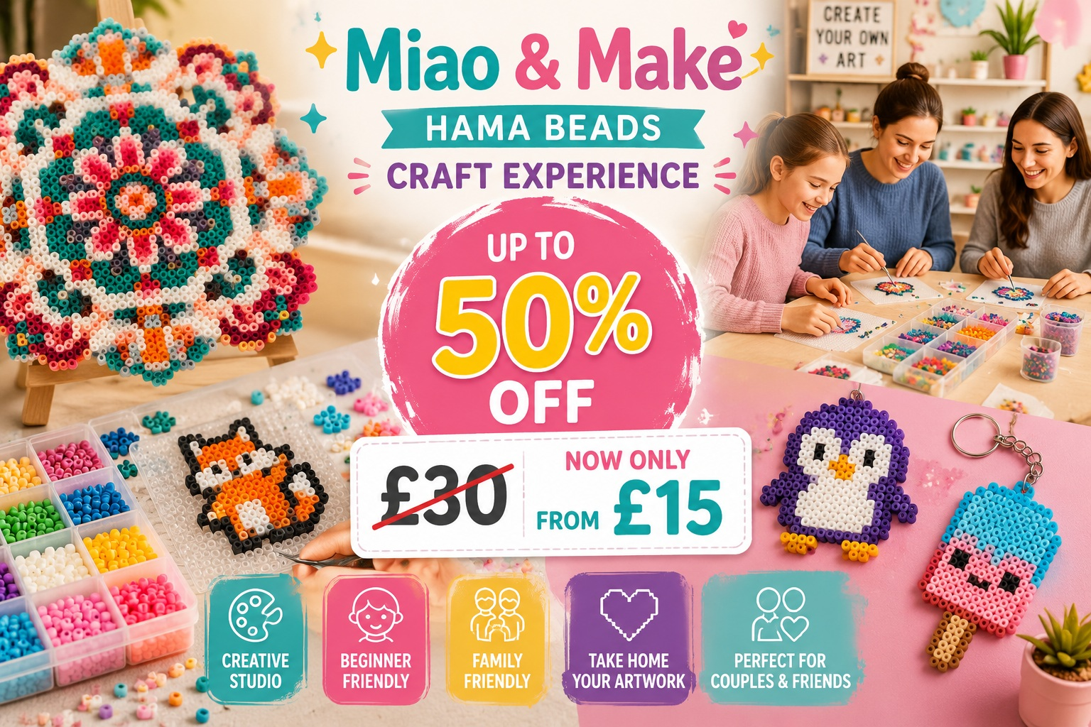 Up to 50% Off Hama Beads Craft Experience for 60–120 Minutes
