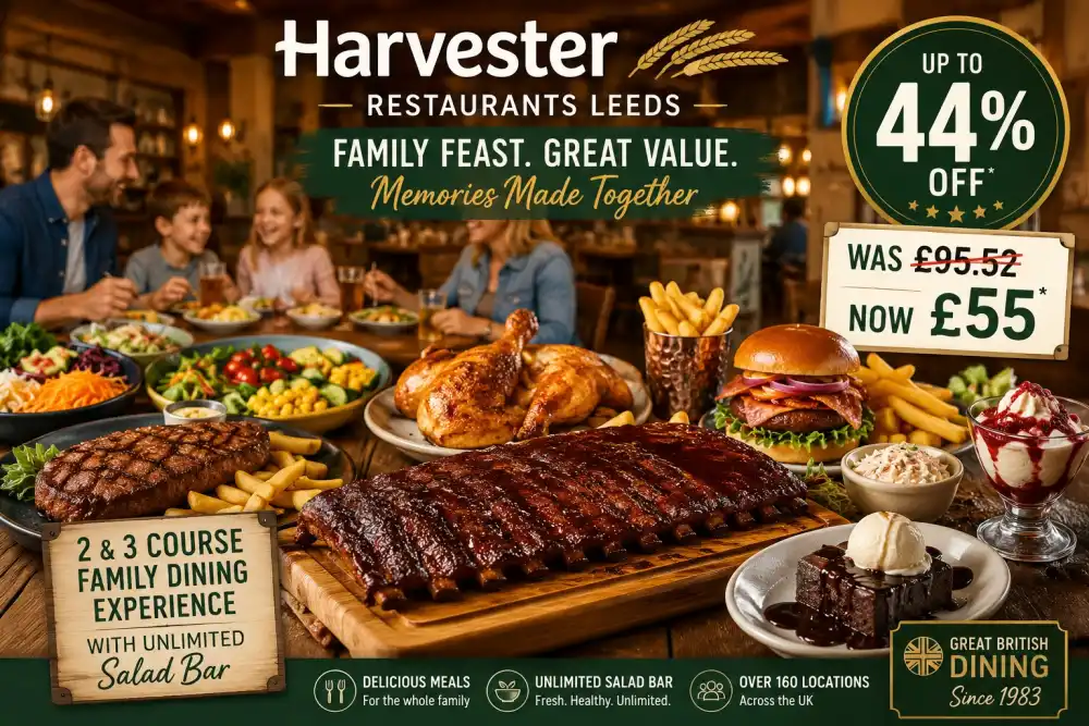 Harvester 2 or 3 Course Meal for Two and Kids with Up to 44 Percent Off