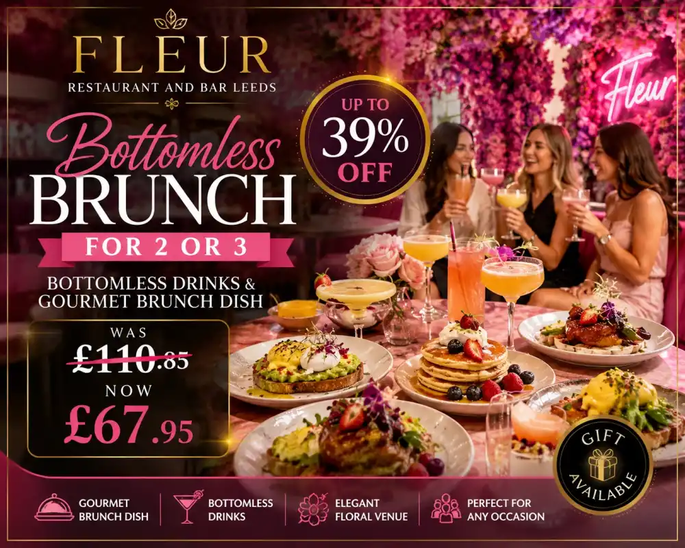 Bottomless Brunch for 2 or 3 with Bottomless Drinks & Gourmet Brunch Dish – Up to 39% Off