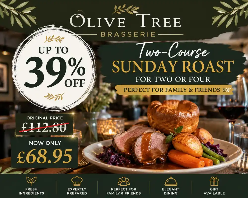 Two-Course Sunday Roast for Two or Four – Up to 39% Off