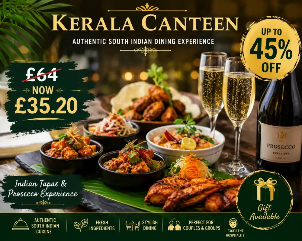 Indian Tapas & Prosecco Experience at Kerala Canteen – Up to 45% Off