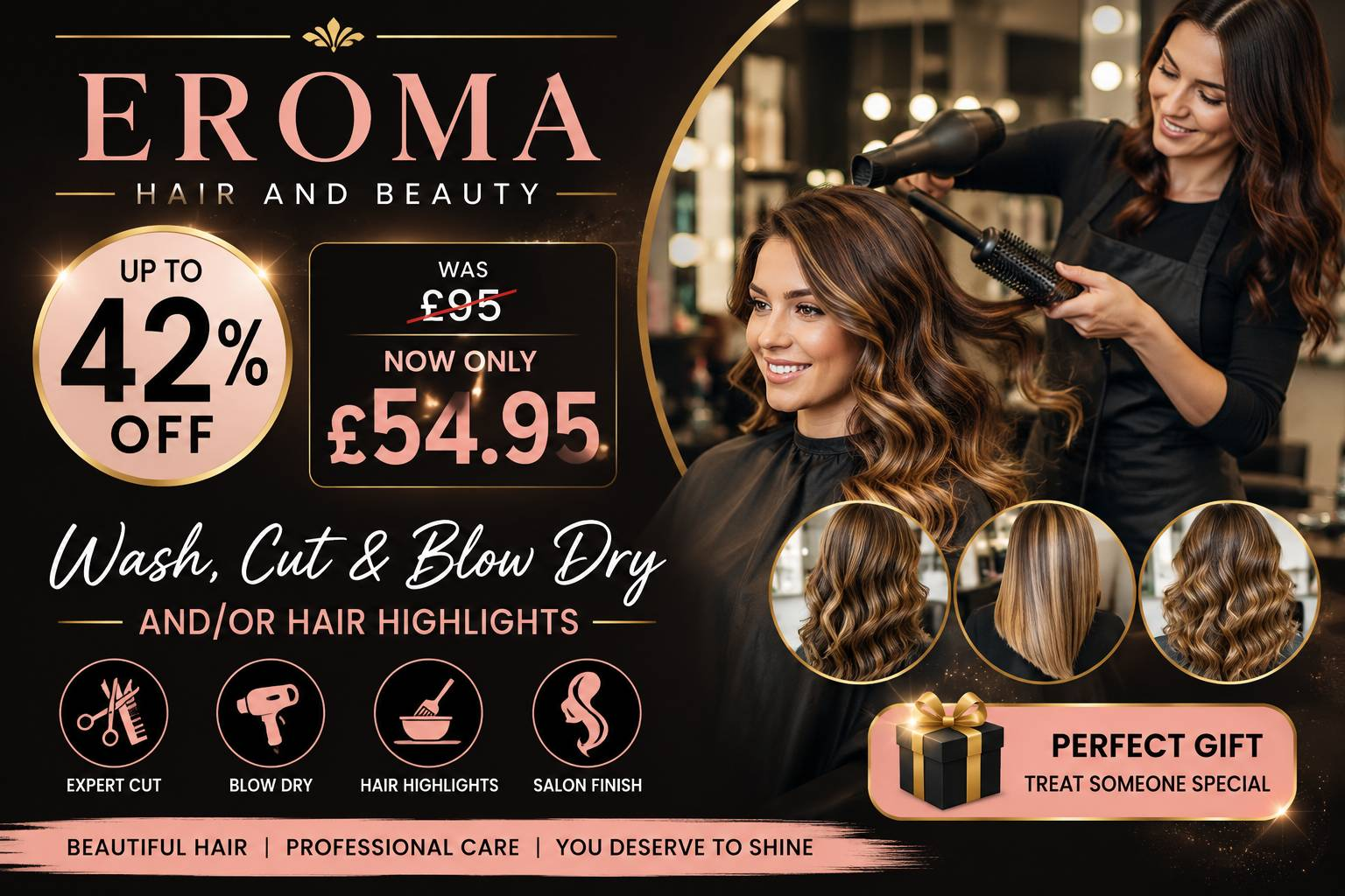 Up to 42% Off Wash Cut Blow Dry and Highlights at Eroma Hair and Beauty