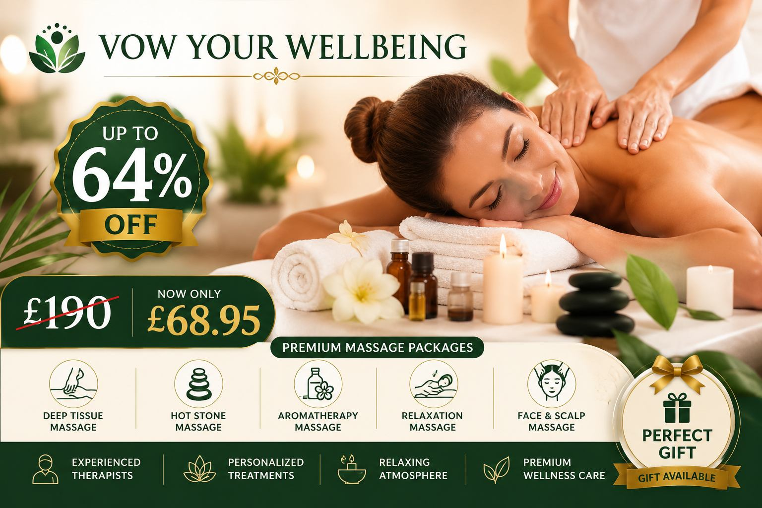 Up to 64% Off Massage Packages with 30 or 60 Minute Sessions at Vow Your Wellbeing