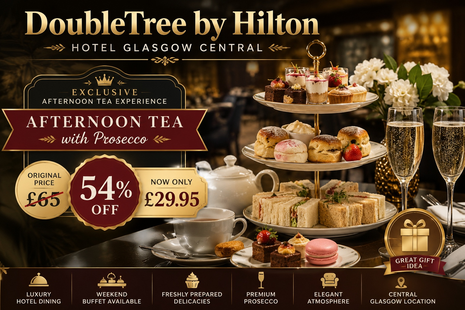 Afternoon Tea or Unlimited Buffet Afternoon Tea with Prosecco