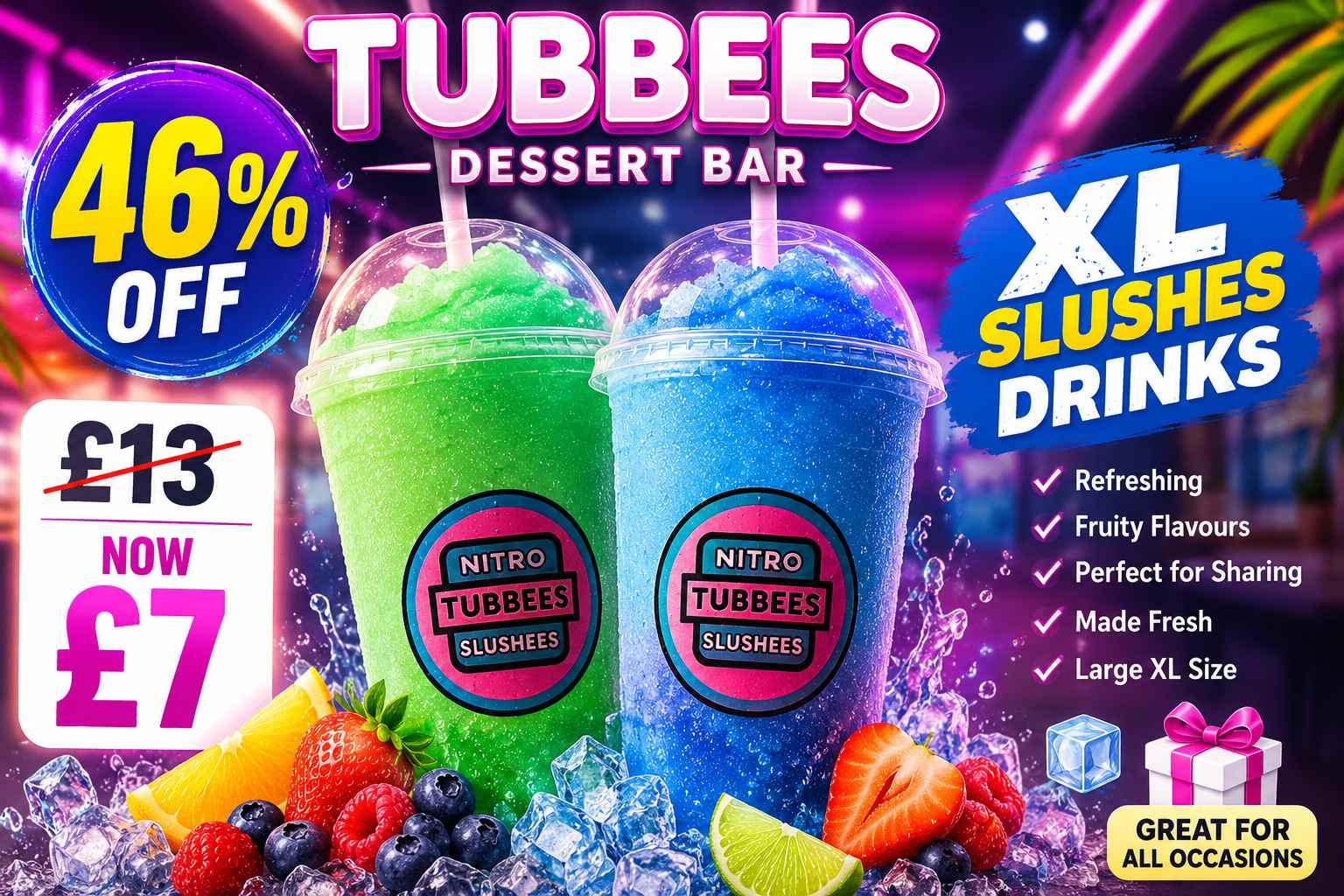 Enjoy XL Tubbees Slushes Drinks with Up to 46% Off at Tubbees Dessert Bar