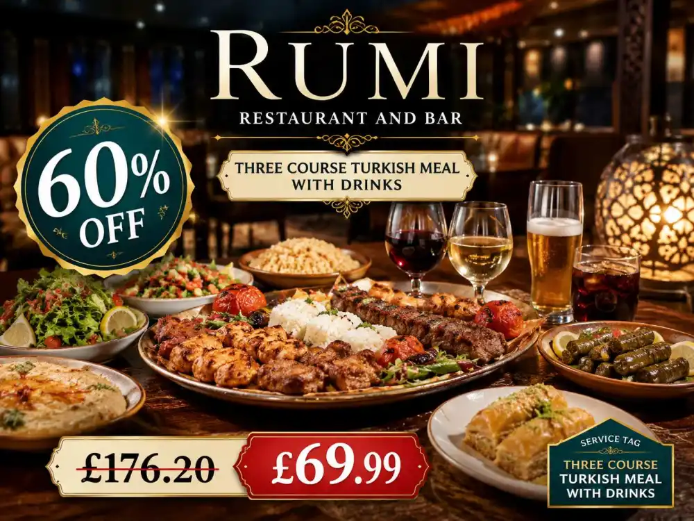 Three Course Turkish Meal with Drinks for Up to Four People – Save Up to 60%