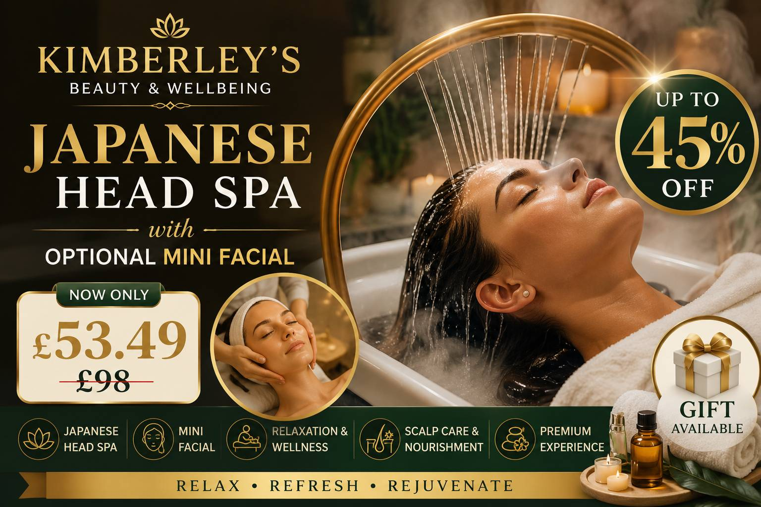 Relax with a 60 Minute Japanese Head Spa with Optional 30 Minute Mini Facial Up to 45% Off