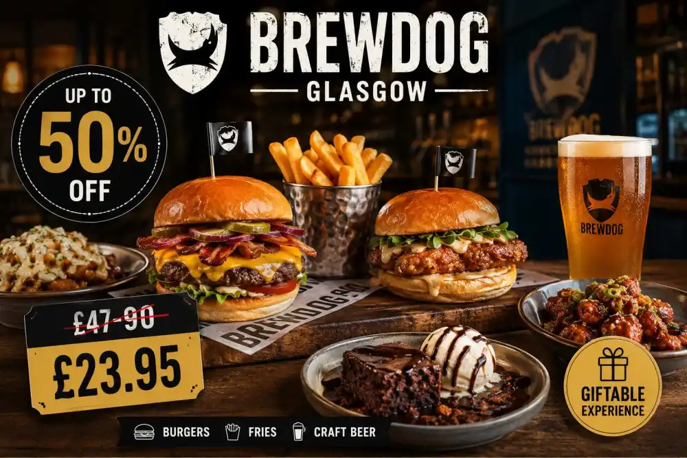 Up to 50% Off Burgers, Fries & Starter or Dessert for Two at BrewDog Glasgow