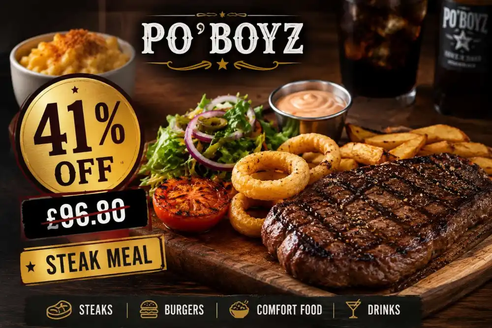 Two Course Steak Meal for Two or Four at Po'Boyz