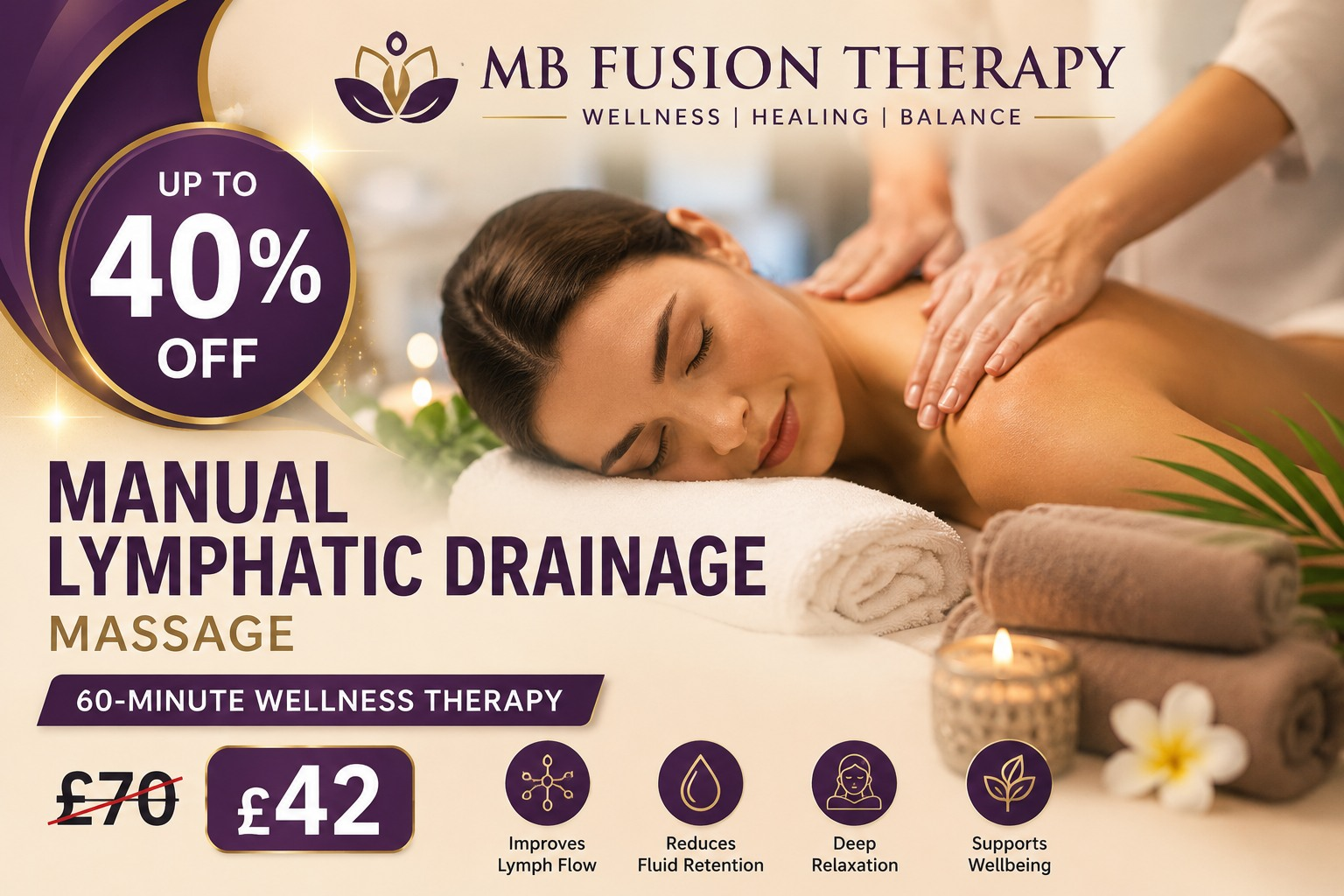60 Minute Manual Lymphatic Drainage Massage Up to 40 Percent Off