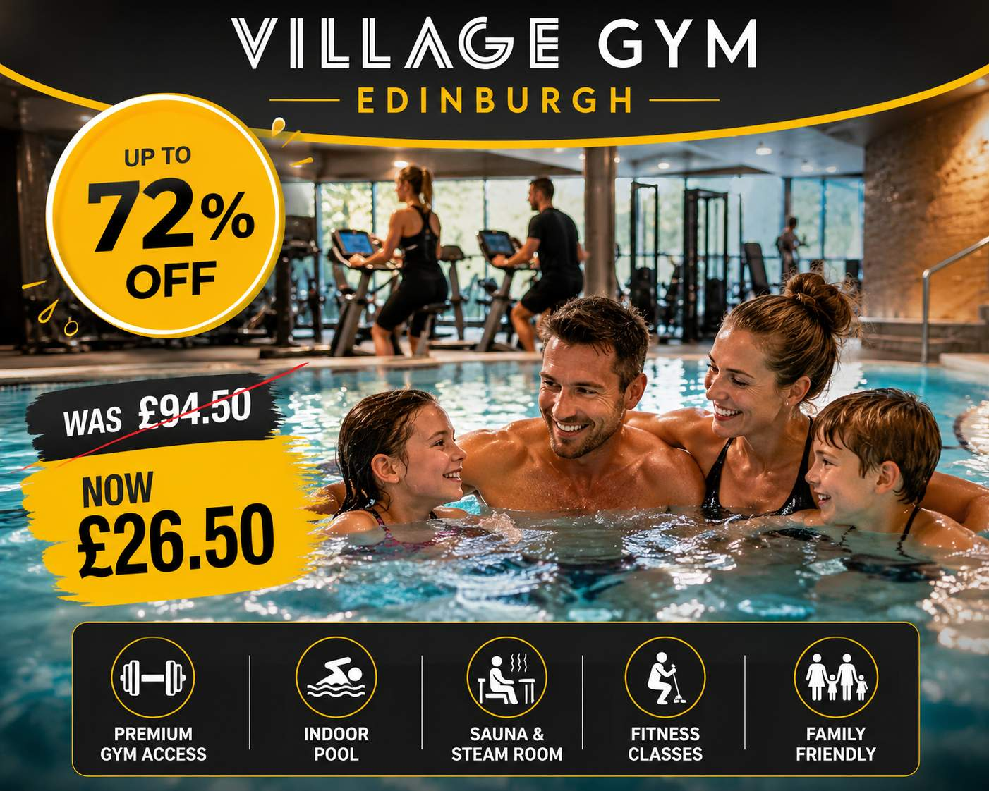 Adult or Family Day Pass at Village Gym Edinburgh Up To 72 Percent Off