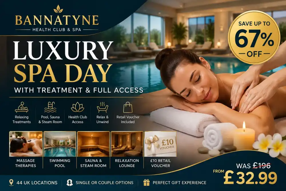Luxury Spa Day with Treatment and Full Spa Access at Bannatyne Health Club & Spa