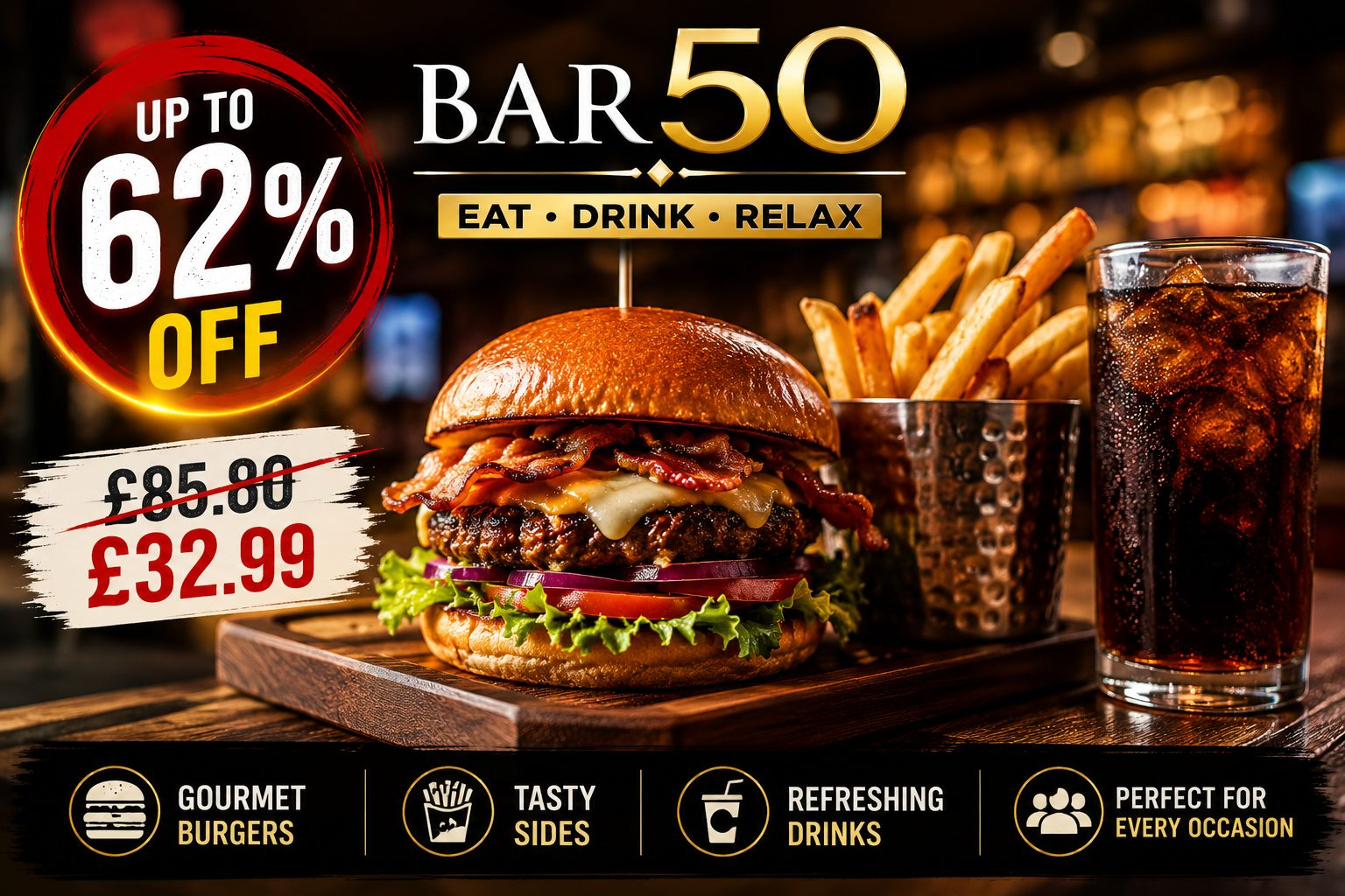 Burger with Side and Choice of Drink for One Two or Four Up to 62 Off