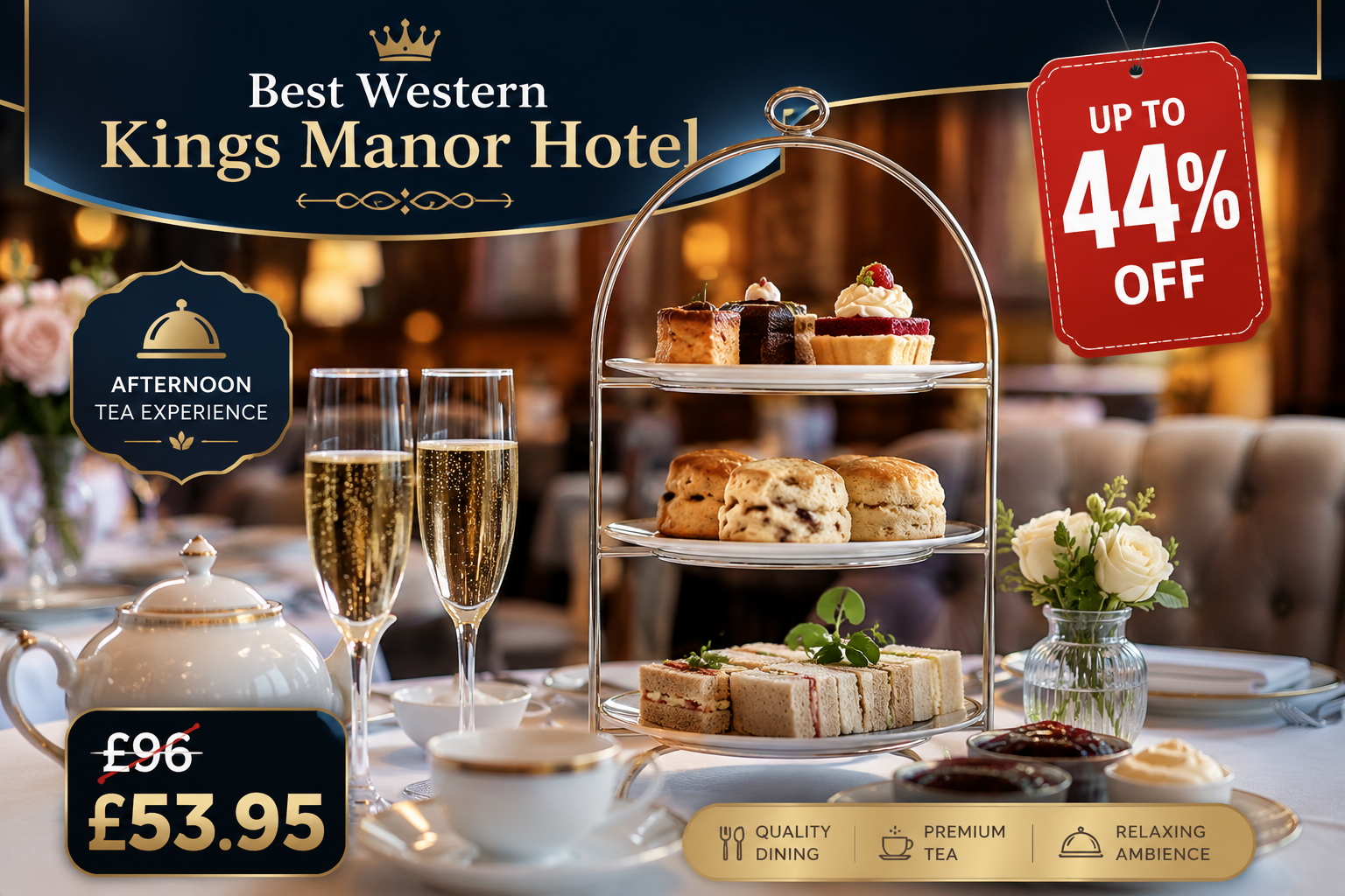Enjoy Traditional or Sparkling Afternoon Tea for Two or Four Up to 44 Off