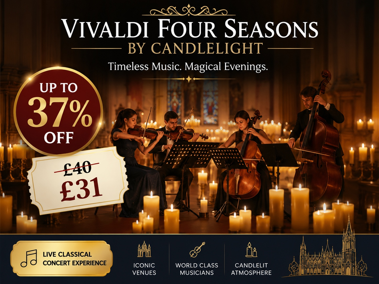 Up to 37% Off Vivaldi Four Seasons Moonlight Sonata and Opera Gala Concert Tickets